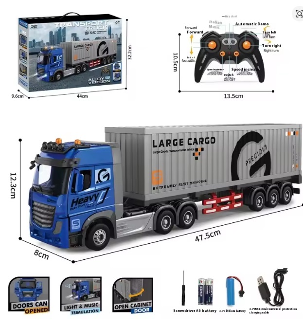 848-b5 Children's Remote Control Transport Truck – Double-Decker